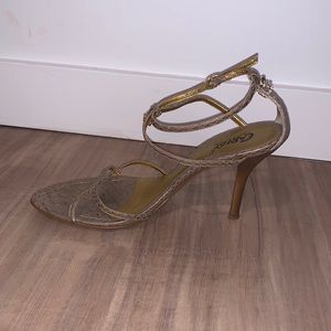 Strappy open toe heels